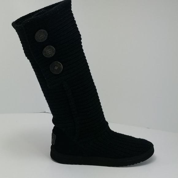 UGG Shoes - UGG Black wool woven knee high boots with buttons